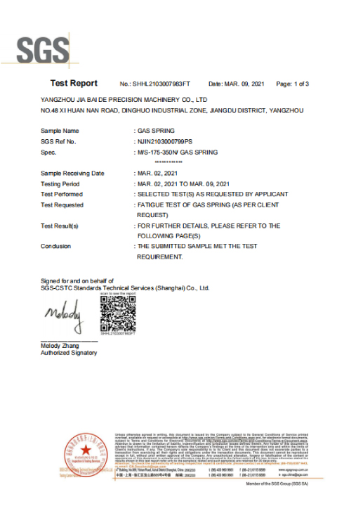 SGS certificate